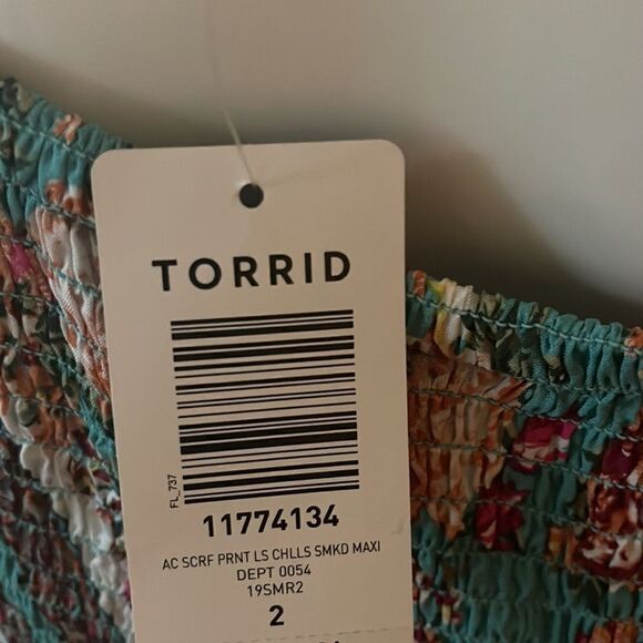 Torrid Off-Shoulder Teal Floral Maxi Dress - Picture 8 of 8
